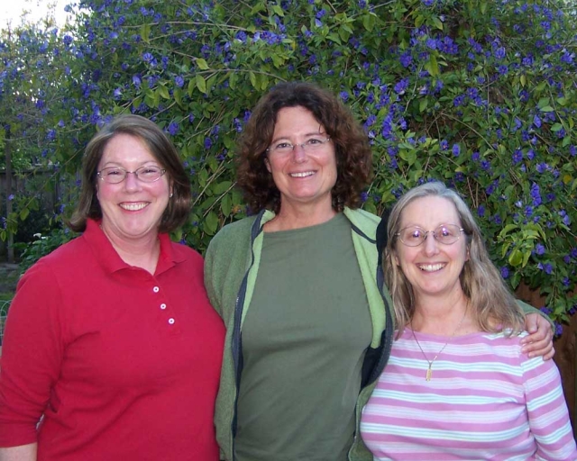 Merle Ladd Silverman, Leslie Cohn Wilson, Patty Marks - The California contingent; the 3 of us had a wonderful dinner at Pattys 4/26/08, preparing for the reunion. Yearbooks and pictures and memories - we concluded that our three memories combined represe