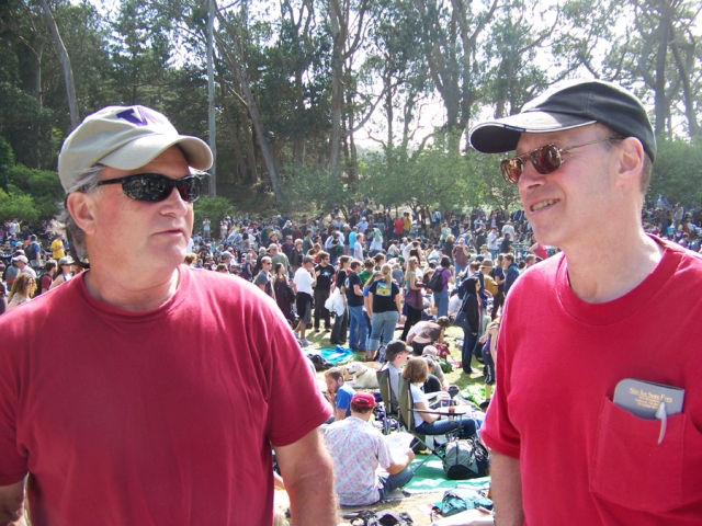Mark Myers (l) and Mike Blume at the Hardly Strictly Bluegrass Festival in San Francisco. (10/4/08)
